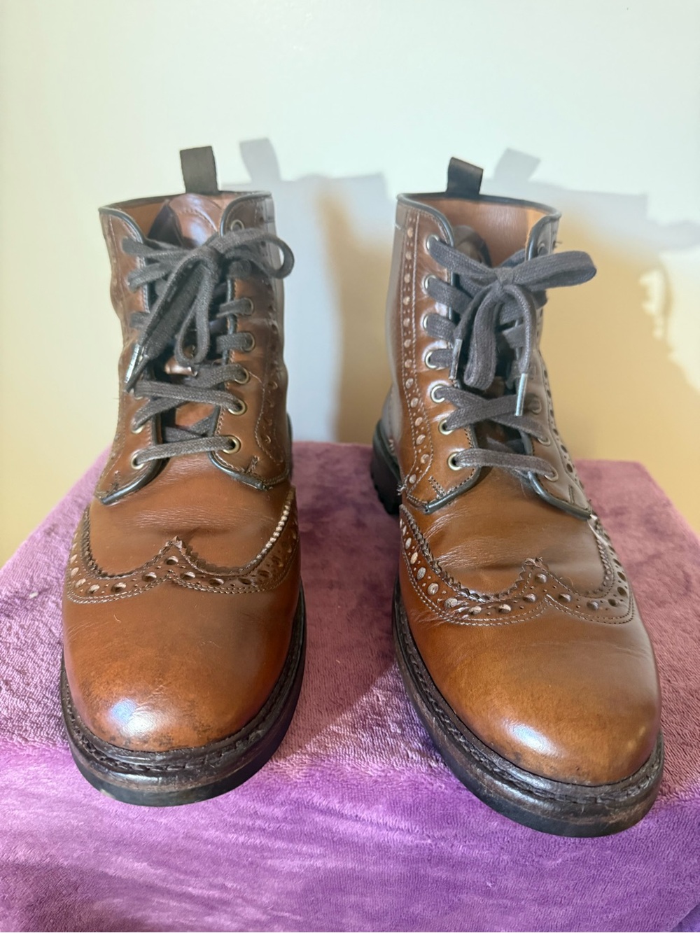 Allen Edmonds Brown Leather Wingtip Lace-Up Boots
